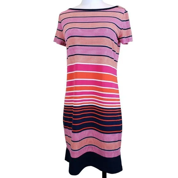 Michael Kors Stripe Shift Dress Short Sleeves, Medium EUC - Picture 1 of 7